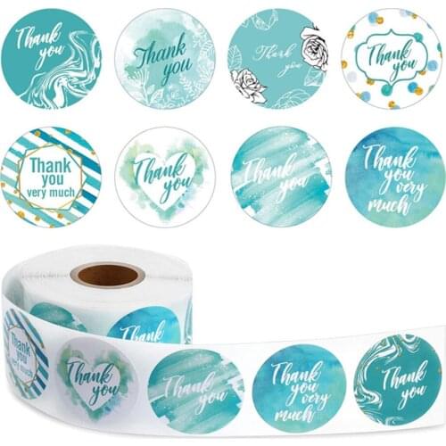 3.8cm Tiffany Blue Thank You Heart Sticker 500Pcs Per Roll Envelope Seal Labels Gift Packaging Decoration