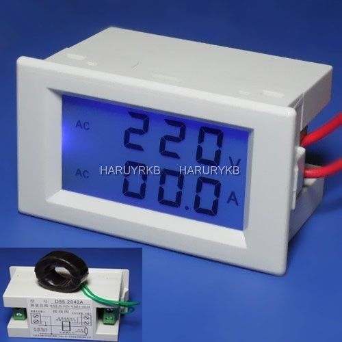 300V/100A AC Digital LCD Volt Amp Voltmeter Ammeter+ CT (Shunt ) 110V 220V