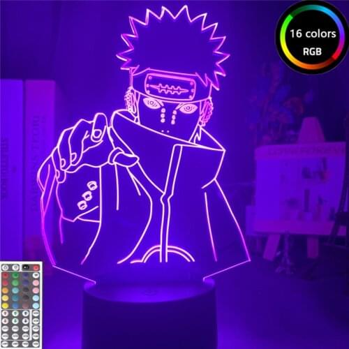 Naruto Pain Figuras Anime 3d LED Light for Room Decor Manga Naruto LED Nightlight Birthday Gifts Acrylic Table Lamp