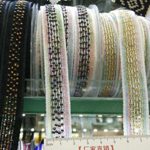 5yards Woven Beaded Ribbon 20MM Width Webbing/Bias Binding Ribbons For Diy Dress Craft Beads Webbing Sewing Lace