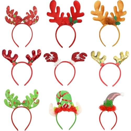 Christmas Headbands Ear Deer Hair Accessories For Kids Adult Christmas Party Decoration Horn Cosplay Antlers Photoprop Hair Band