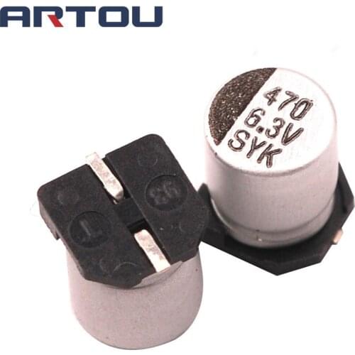 10PCS SMD Aluminum Electrolytic Capacitor 6V 470UF (477) 6.3V 6.3*7.7mm 6*7MM