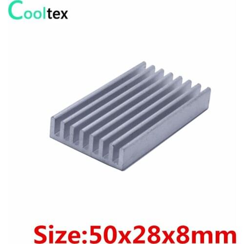 100pcs/lot) 50x28x8mm Aluminum heatsink radiator for chip LED VGA RAM computer 's component heat dissipation