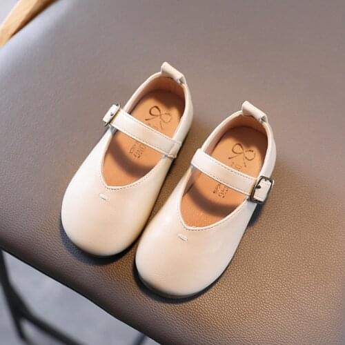 White Brown Black Girls Leather Shoes Kids Princess Shoes Soft bottom Leisure Single Shoes Childrens chaussure fille 2 3 4 5 6T