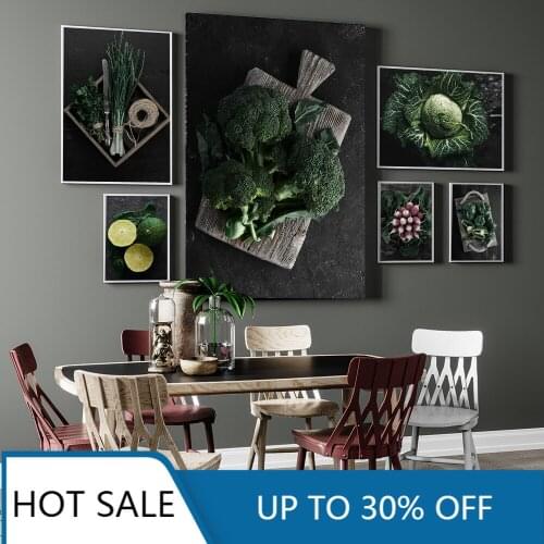 Broccoli Green Pepper Carrot Lemon Wall Art Canvas Painting Poster Vegetable Wall Decor Kitchen Restaurant Room Decor Pictures