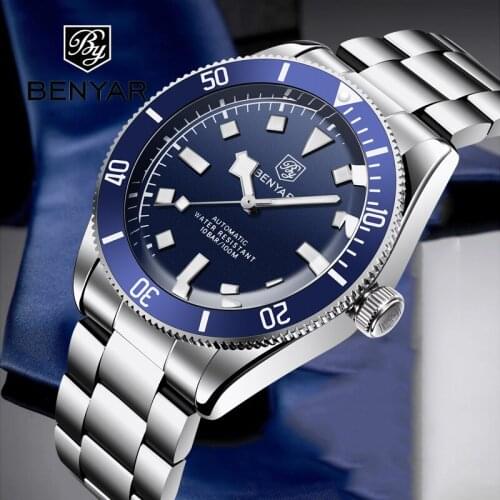 2021 BENYAR Men Mechanical Watch Top Brand Luxury Automatic Watch Sport Waterproof Mens Watches Blue For Man relogio masculino