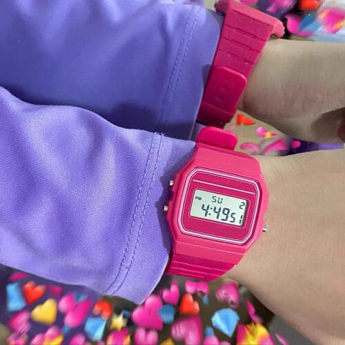 New ins color LED ladies watch sports waterproof electronic watch candy multicolor student couple electronic watch gift