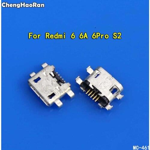 ChengHaoRan 2pcs Charging Port For Xiaomi Redmi 6 6A 6Pro S2 Micro USB Jack Connector USB Charging Dock Socket Plug
