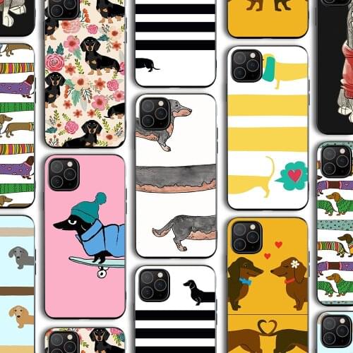 Ciciber Funda Case for Iphone 12 Case for IPhone 12 11 Pro XR 7 X XS Max Mini 8 6 6S Plus SE 2020 Black Silicone Dachshund Coque