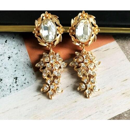 Crystal Long Stud Earrings Bridal Jewelry Party Gifts Elegant Exquisite For Femme Girl