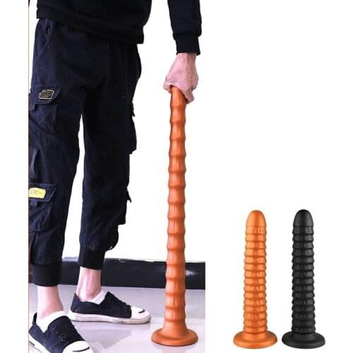 Long anal plug large soft silicone dildo with suction cup butt plug anus expansion stimulator big anal beads sex toys for woman