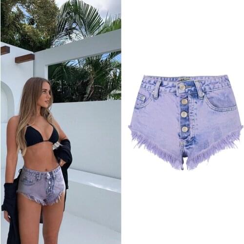 Wash Purple Jeans Shorts 2021 Summer High Waist Casual Streetwear Chores Para Mujer Bottoms Pantalones Cortos De Mujer Denim