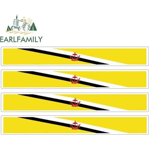 EARLFAMILY 13cm x 1.7cm 4pcs Car Stripe Motorcycle Racing Flag Sticker Car Bumper Decal Bike Moto Tuning Brunei Car Stickers