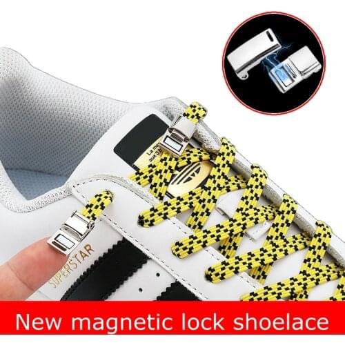 Spot Elastic Shoelaces Magnetic Metal Lock No Tie Shoelace Flat Used For Sneakers General For Children And Adults Lazy Laces