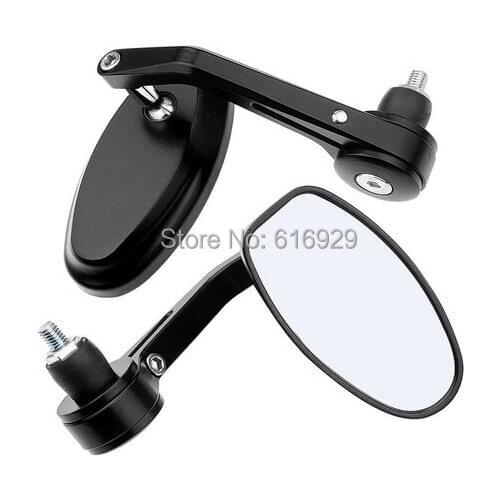 ALU Motorcycle electric bicycle rearview BAR END mirror large coverage adjustable Angle with mounts