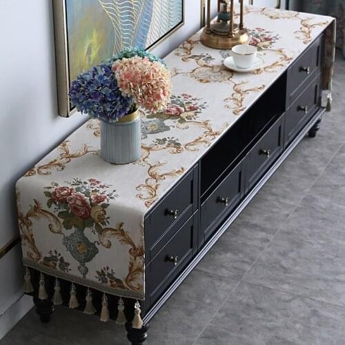 European TV Cabinet Cover Cloth Tassel Tablecloth Table Runner Household TV Ark Dustproof Cover Dresser Table Runners