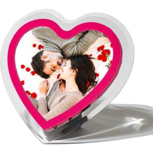 HLO 2021 Personalized Pink Heart Photo Frame Photo Printed Decorative Gift Idea For Lovers Trendy Modern Good Price Plexi