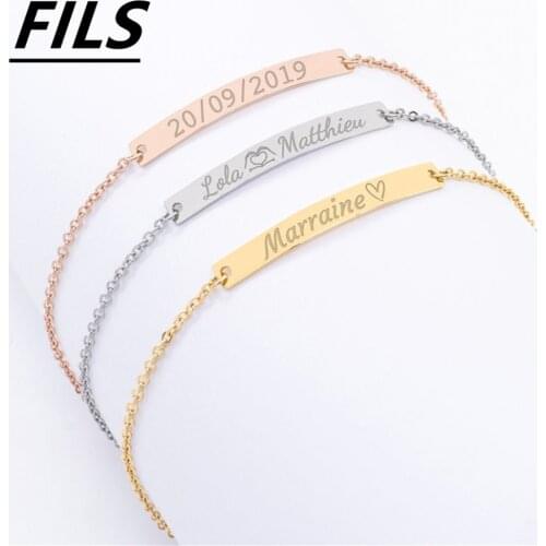 Custom Personalized Nameplated Bracelet For Women Stainless Steel Girl&Boy Custom Engrave Name Bracelet Classic Women Jewelry
