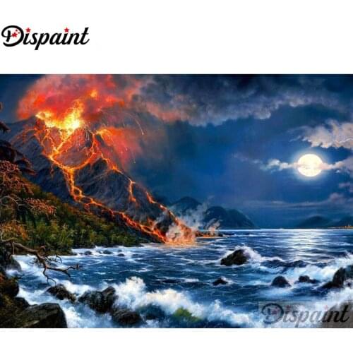 Dispaint Full Square/Round Drill 5D DIY Diamond Painting "Volcano moon scenery"3D Embroidery Cross Stitch Home Decor Gift A17117