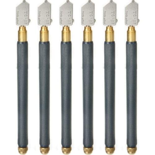 6Pcs TC-17 Oil Glass Cutter Metal Handle Diamond Straight Head Cutting Tool Pack