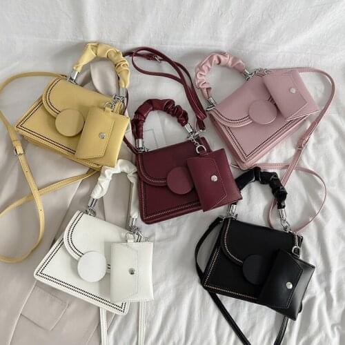 New chain rhomboid pattern luxury square PU leather handbag decoration a small pocket shoulder crossbody bags for women