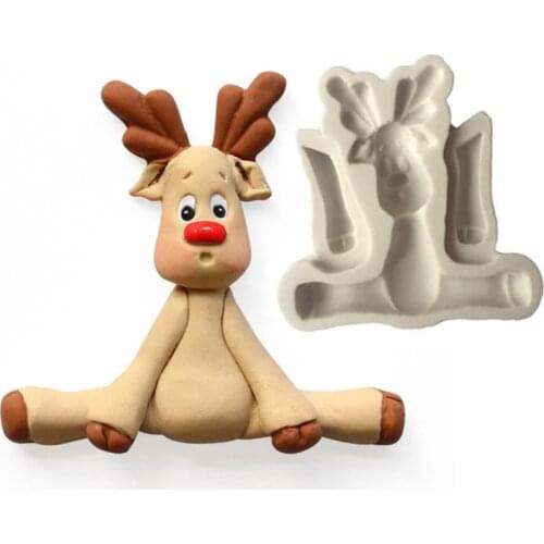 Reindeer Sugar Buttons Mould Fondant Cakes Decorating Tool Silicone Mold Sugarcraft Chocolate Baking Tool For Cake Gumpaste Form