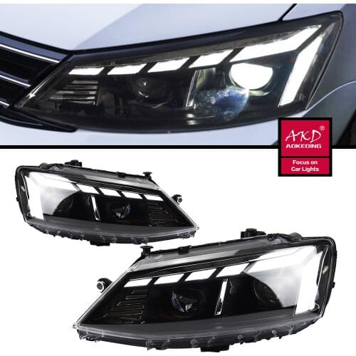AKD tuning cars Headlight For VW Jetta MK6 Headlights LED DRL Running lights Bi-Xenon Beam Fog lights angel eyes Auto levels