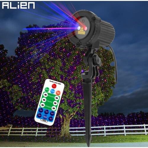ALIEN Remote Red Blue Moving Christmas Outdoor Laser Light Star Projector Waterproof IP65 Garden Xmas Tree Holiday Show Lights