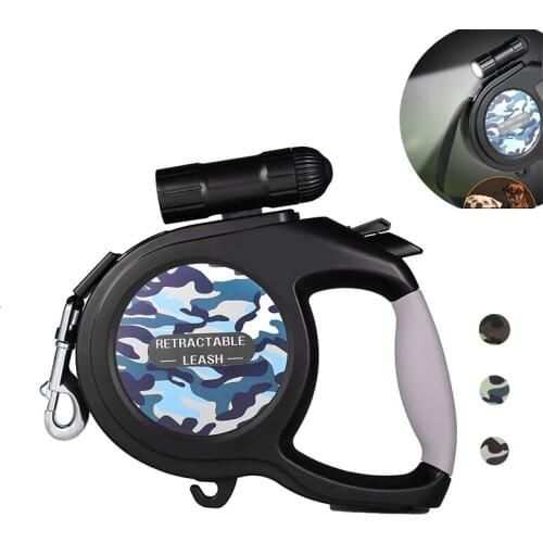 Light Medium Large Dog Leash Retractable Comfortable Heavy Duty Leash For Dog 360 Degree Rotation Camouflage Torch Pet Leash