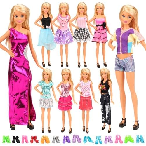 Newest Fashion Handmade Dolls Clothes Skirt Dressing Party Wedding Dress Accessories Shoes For Barbie Game DIY Birthday Present