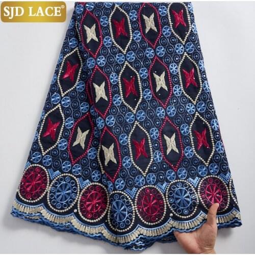 SJD LACE African Dry Lace Fabric With Stones Wedding Garments Sewing Swiss Voile Lace In Switzerland 2021Cheap Sale Dress A2346