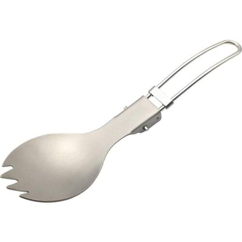 Titanium Spork Folding Spoon Outdoor Camping Titanium Spoon Flatware Camping Tableware Travel Folding Camp Spoon