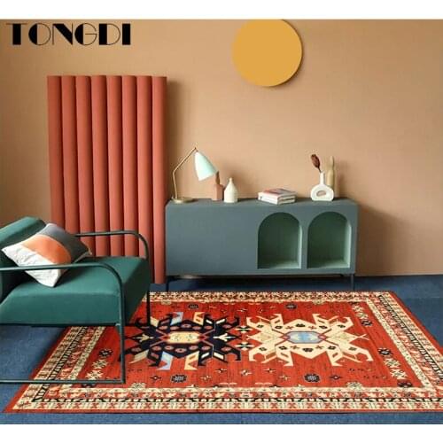 TONGDI BOHO Carpet Anti-skid Modern Elegant Artistic Printing Mat Soft Rug Luxury Decor For Home Parlour LivingRoom Bedroom