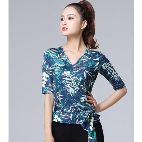 Latin Tops Women Dance Basic Clothing Dancewear Sexy Modern Ballroom Samba Tango Flamengo Dancing Practice T-shirt Costume Dance