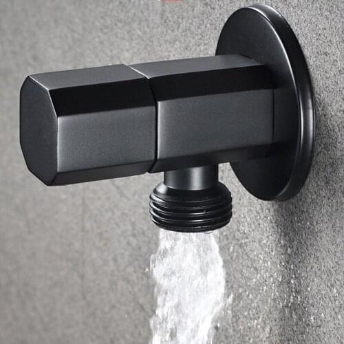 Bathroom Angle Filling Valve Faucets Black Stainless Steel Kitchen Cold Hot Mixer Tap Accessories Standard G1/2 Threaded Shower