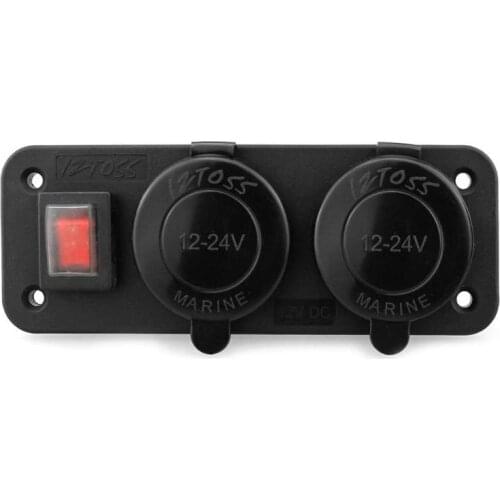 Universal Waterproof Dual USB Charger Power Outlet Panel with Digital Voltmeter Terminal Screws for DC 12-24V Car Marine Boat