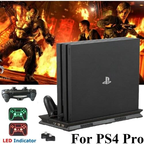 PS4 Pro Vertical Cooling Charging Stand P S4 Play Station 4 Joystick Charger Dock Station for Sony Playstation 4 Pro Games