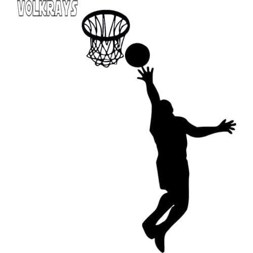 Volkrays Personality Car Sticker Gym Decor Sport Basketball Player Accessories Reflective Vinyl Decal,15cm*9cm