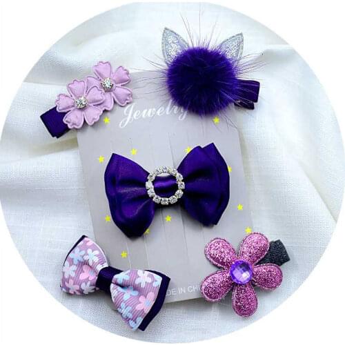 5PCS/set Baby Girls Bow Hairpins Hair Clip for Girls Barrettes Flower Headdress Children Princess Headwear Hair Accessories