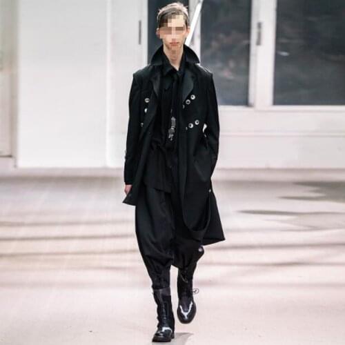 S-7XL!!Mens windbreaker jacket casual style catwalk custom long loose