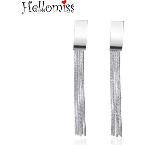 Silver Earrings for Women Square Tassel Stud Earrings 925 Silver Jewelry Wedding Accessories Women Best Gifts Brincos Feminino