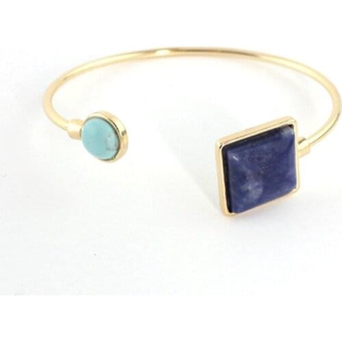 New Fashion Open Bracelets Natural Stone Gold color Bracelet Female Bracelets&Bangles Hot sale Bangles