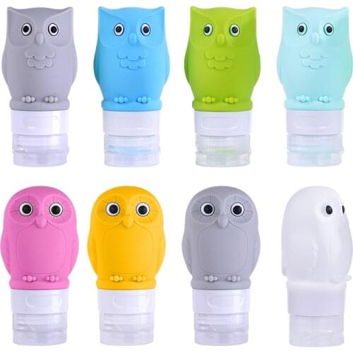 1pcs Cartoon Silicone Bottles Cute Owl Empty Refillable Bottles Shampoo Lotion Bottle Reuse Portable Travel Storage Bottles