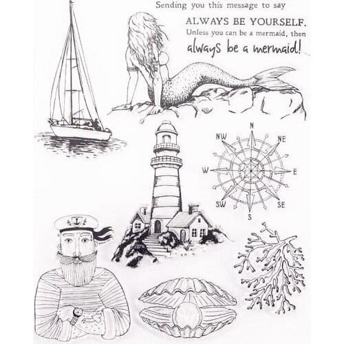 15.5x19cm Marine adventure TPR Transparent Silicone Rubber Clear Stamps cartoon Scrapbooking/DIY Easter wedding album