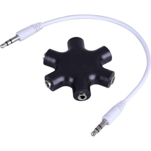 3.5mm Jack 6 Way Multi Port Hub 3.5 Plug Aux Splitter Adapter Audio Cable Adapter Converter For Phone Earphone Speaker Mp3