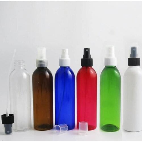 30 x 250ml Empty Clear Amber Blue White plastic bottle Wash Cleanser Kitchen Water Refillable Spray Bottle With Mist Sprayer lid
