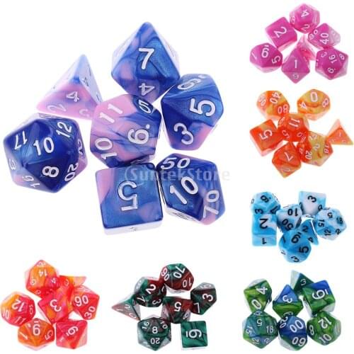 7PCS Polyhedral Dice D20 D12 D10 D8 D6 D4 for Dungeons and Dragons Table Games
