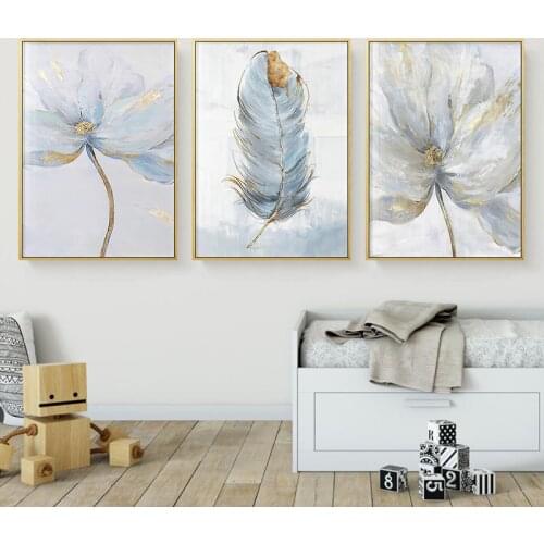 Abstract Feather Plants Canvas Poster Scandinavian Plant Flower Canvas Art Painting Nordic Wall Picture For Living Room Decor