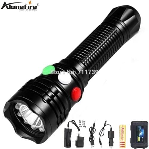 AloneFire RX1 Q5 LED Railway Signal Light flashlight Red white green 18650 rechargeable USB charge Outdoor Emergency flash light