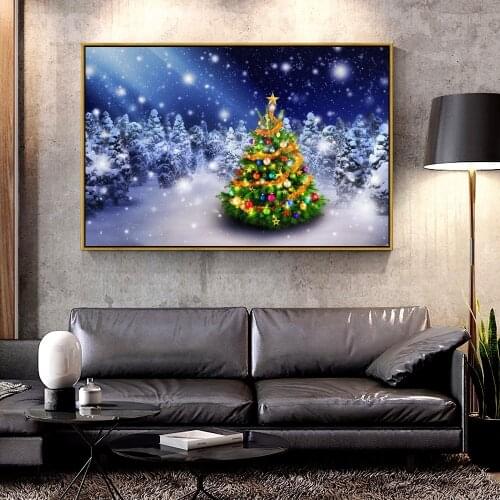 Artcozy Oil Canvas Painting christmas-tree-spruce-trees-decoration For Home Decoration Wall Art